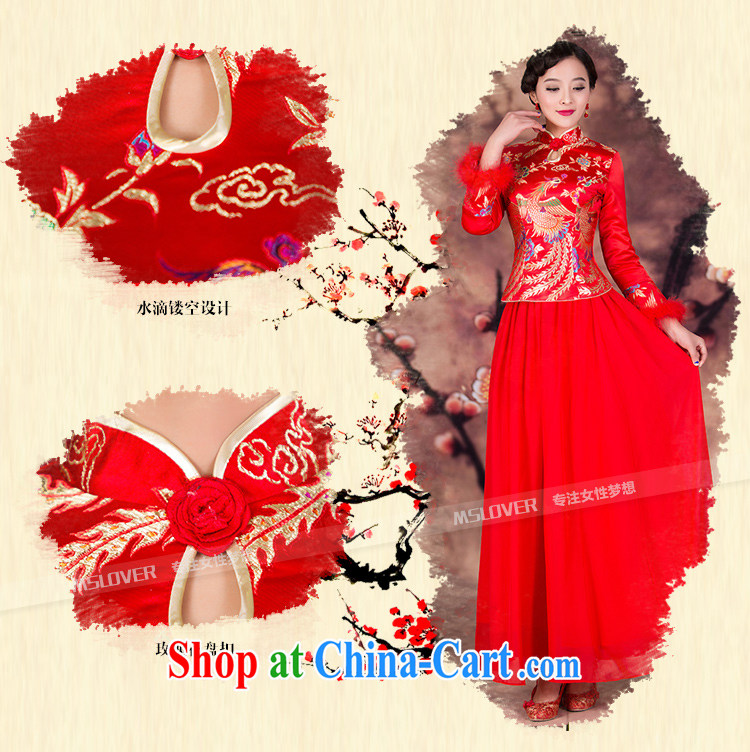 Embroidered MSLover Fung and lint-free cotton swab set toast dress clothes Bridal Fashion new winter dress wedding dresses long sleeved QP 141,205 red XL pictures, price, brand platters! Elections are good character, the national distribution, so why buy now enjoy more preferential! Health
