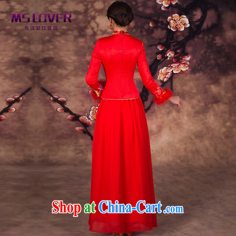 Embroidered MSLover Fung and lint-free cotton swab set toast dress clothes Bridal Fashion new winter dress wedding dresses long sleeved QP 141,205 red XL, name, Elizabeth (MSLOVER), online shopping
