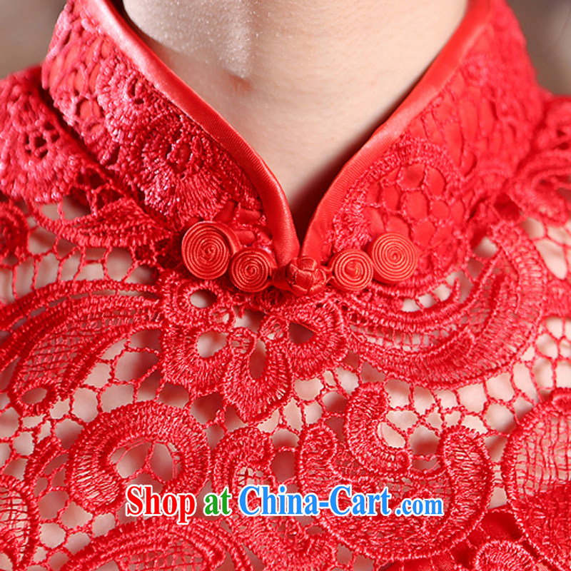 Jie MIA dresses new 2015 summer stylish retro improved red lace short cheongsam dress marriages served toast red XS, Jake Mia, and shopping on the Internet