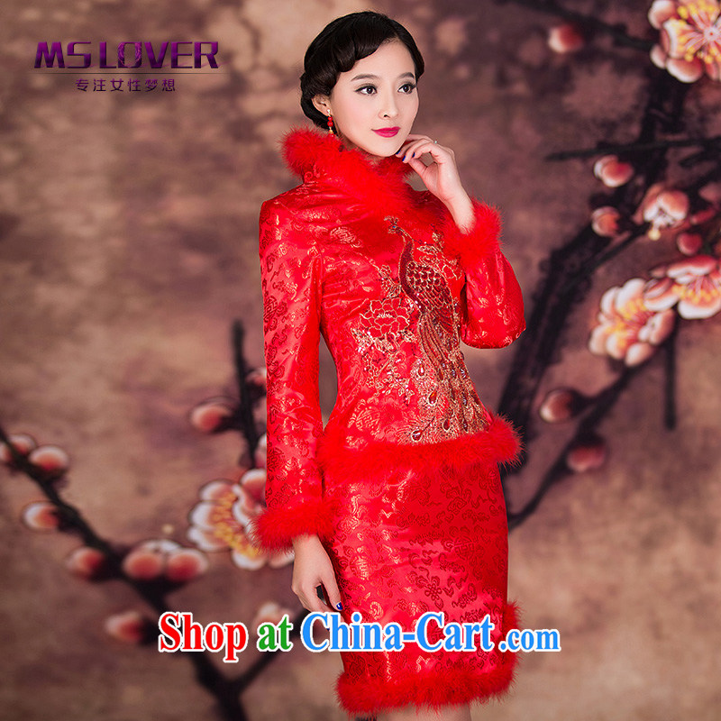 MSLover Xiao Fengxian cotton skirt set winter clothes short, long-sleeved cotton robes bows dress winter wedding dresses QP 141,207 red XL (waist 2 feet 3) and products (MSLOVER), online shopping