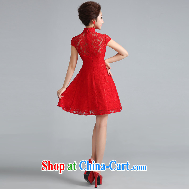 Jie MIA 2015 new cheongsam dress summer beauty and stylish everyday dresses short bows. Red wedding dress red S, Jake Mia, and shopping on the Internet