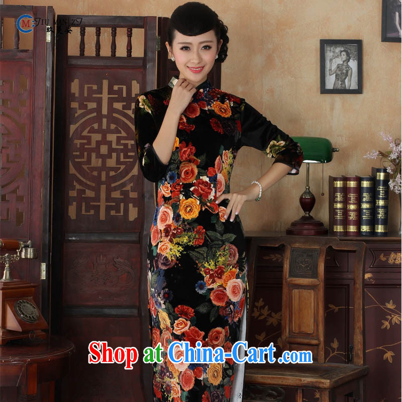 Ko Yo vines into colorful spring 2015 New Tang with stylish stretch the wool air painting flowers is tight, for retro 5 short sleeves cheongsam TD TD 0040 0040 175_2 XL