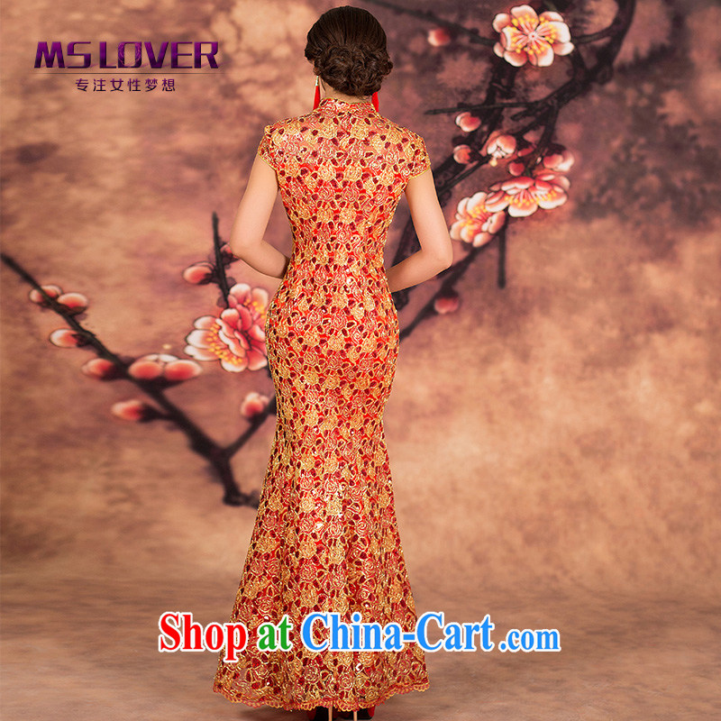 MSLover wedding dress crowsfoot cheongsam stylish wedding dresses antique dresses red toast serving long QP 141,216 red XL (waist 2 feet 3), name, Mona Lisa (MSLOVER), online shopping