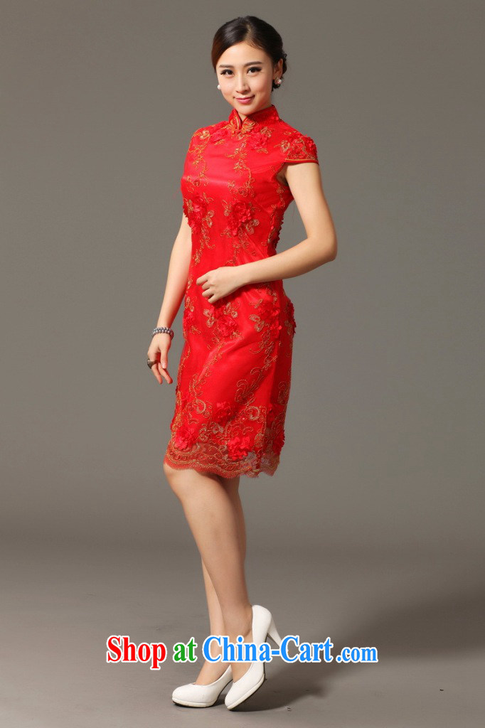 Take the cheongsam dress Chinese Chinese, for improved Lace Embroidery classic improved cheongsam dress bows bridal dresses red 2 XL pictures, price, brand platters! Elections are good character, the national distribution, so why buy now enjoy more preferential! Health
