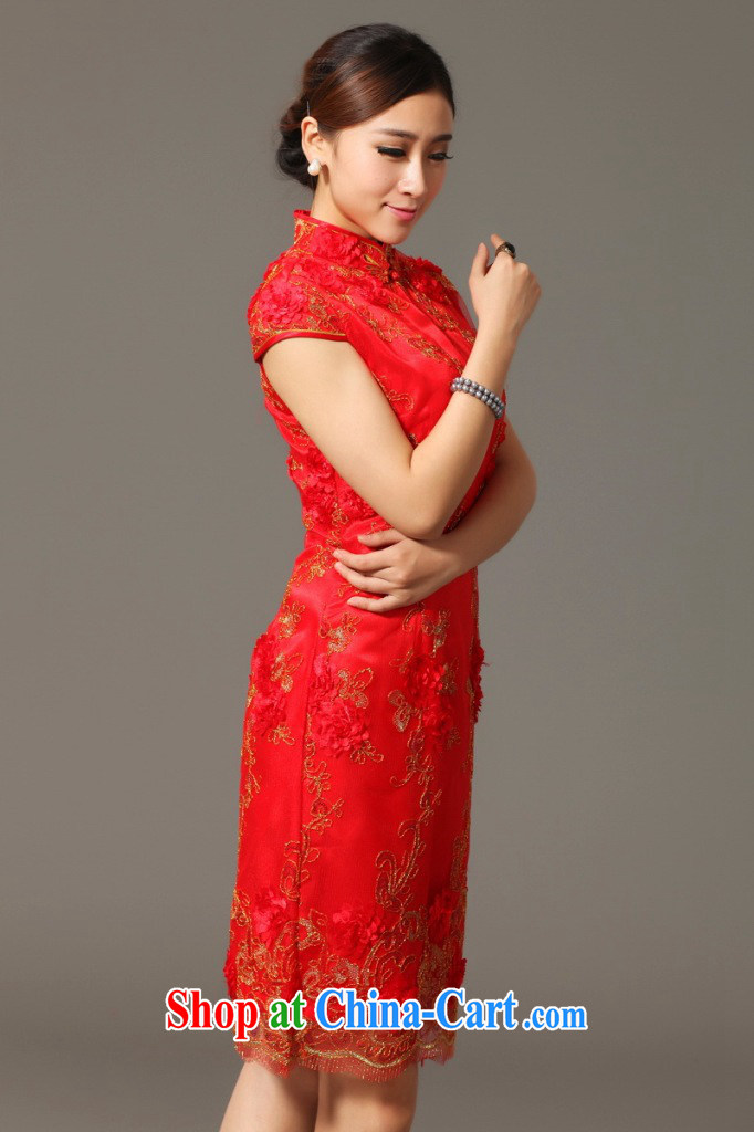 Dan smoke cheongsam dress Chinese Chinese, for improved Lace Embroidery classic improved cheongsam dress bows bridal dresses red 2 XL pictures, price, brand platters! Elections are good character, the national distribution, so why buy now enjoy more preferential! Health
