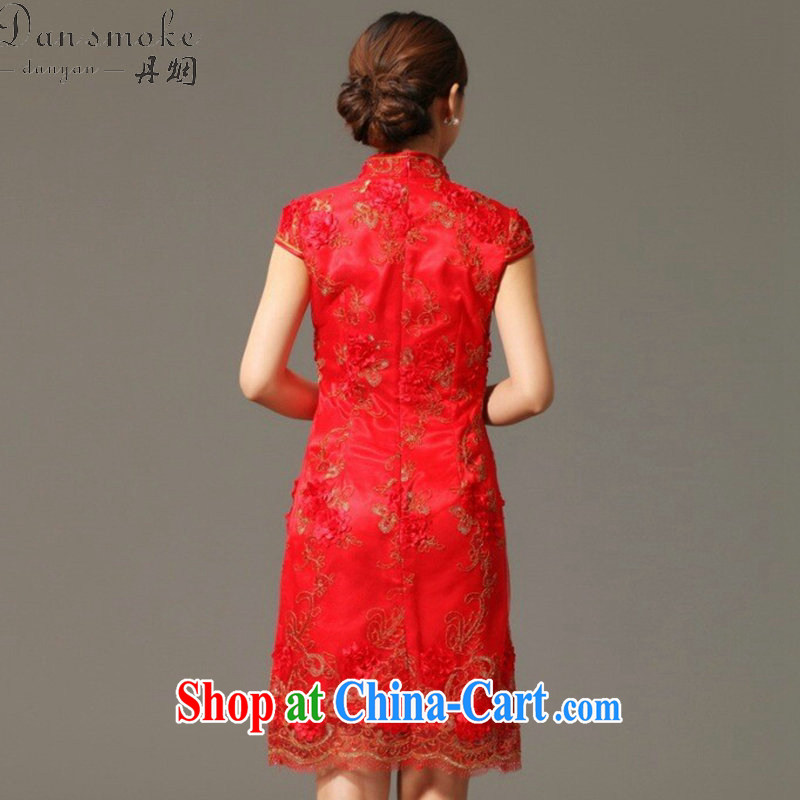 Bin Laden smoke cheongsam dress Chinese Chinese, for improved Lace Embroidery classic improved cheongsam dress bows bridal dresses red 2 XL, Bin Laden smoke, shopping on the Internet