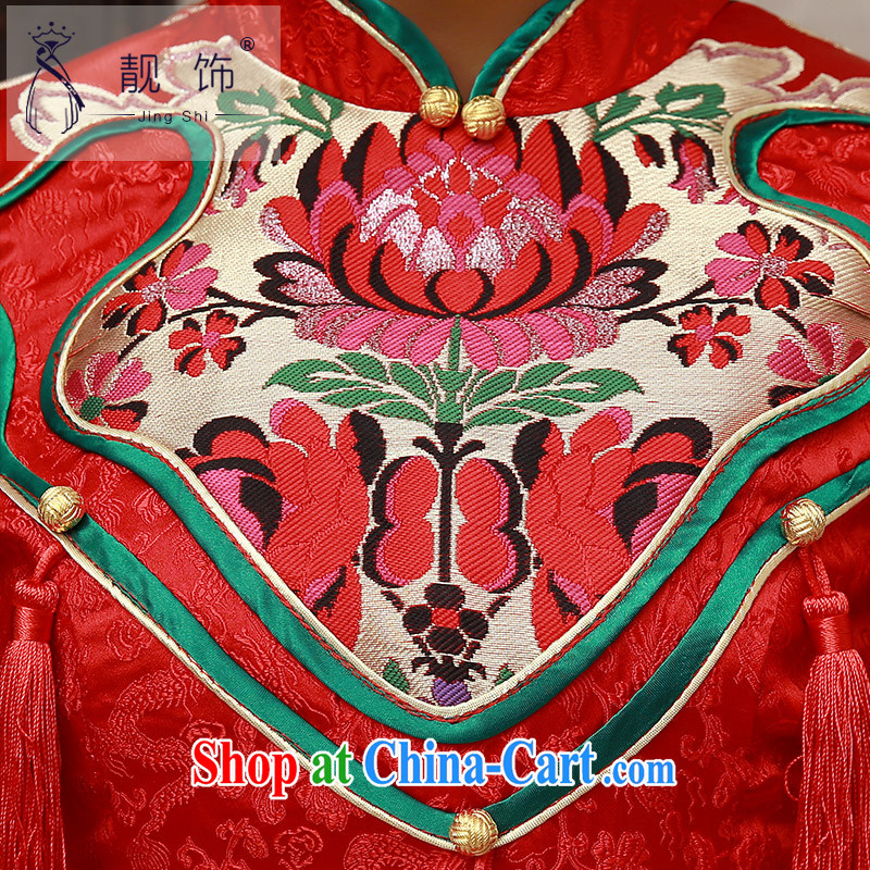 Beautiful ornaments new 2015 marriages, short cheongsam improved Chinese wedding toast serving red short cheongsam S, beautiful ornaments JinGSHi), and shopping on the Internet