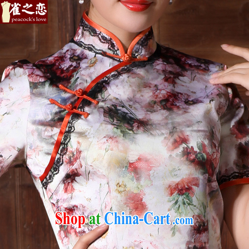 Birds love the Zhu Door Spring 2015 new beauty, long Silk Cheongsam dress suit M, birds love, and shopping on the Internet