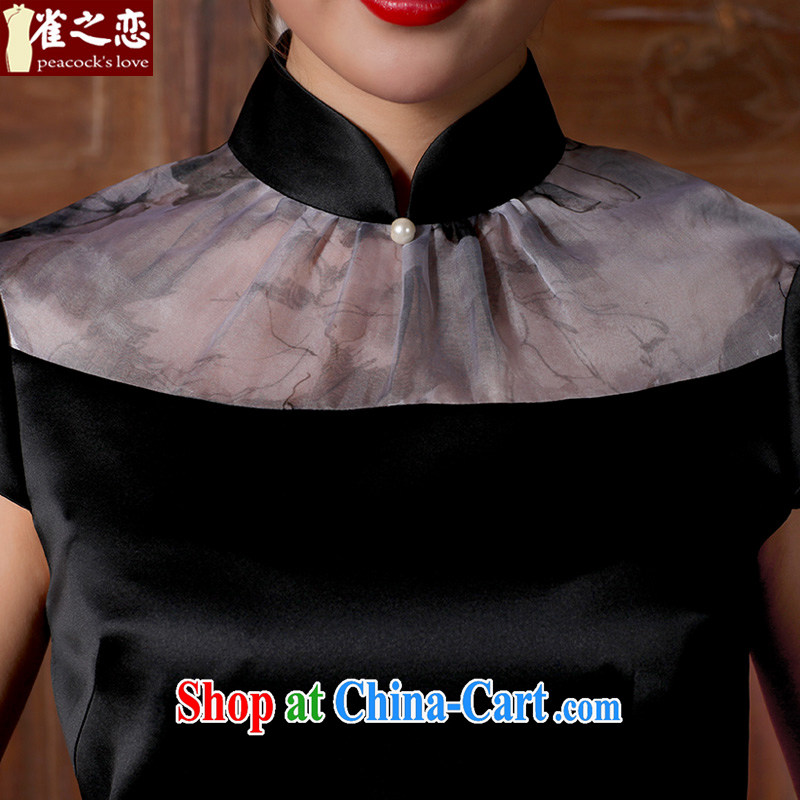 Bird lovers of Hong Kong Wen still 30 meters of heavy silk stitching silk European root yarn improved stylish sexy outfit Black - pre-sale 7 Day Shipping XXL, birds love, and shopping on the Internet