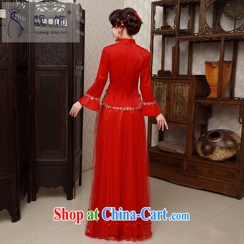 Beautiful ornaments 2015 new winter, long red outfit Kit marriages served toast red cheongsam XL, beautiful ornaments JinGSHi), shopping on the Internet