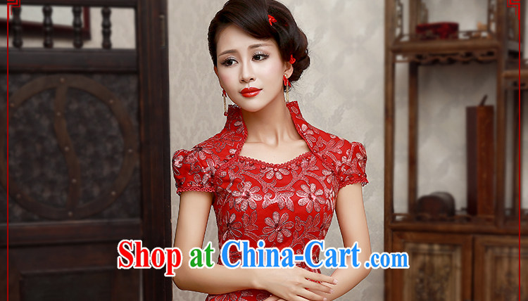 Beautiful ornaments 2015 new winter clothes winter outfit, long red Lace Embroidery bridal long serving toast red long cheongsam XL pictures, price, brand platters! Elections are good character, the national distribution, so why buy now enjoy more preferential! Health