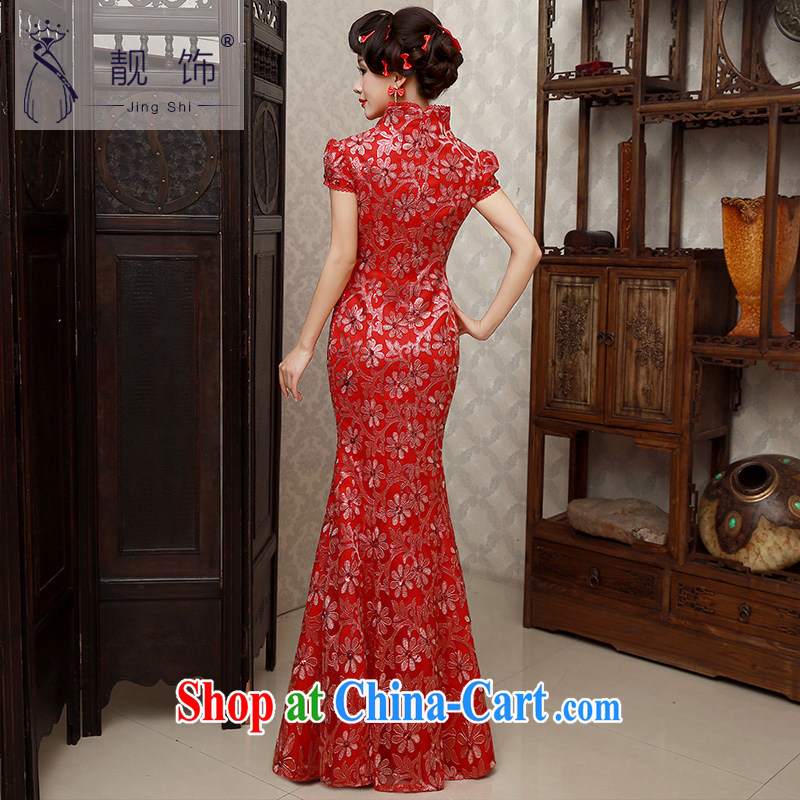 Beautiful ornaments 2015 new winter clothes winter outfit, long red Lace Embroidery bridal long serving toast red long cheongsam XL, beautiful ornaments JinGSHi), online shopping