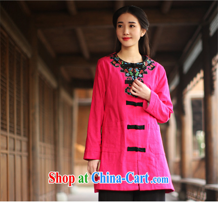 The Nan Ethnic Wind female spring, Yau Ma Tei cotton embroidered round-collar long-sleeved T-shirt Chinese Antique improved Tang with the red XL pictures, price, brand platters! Elections are good character, the national distribution, so why buy now enjoy more preferential! Health