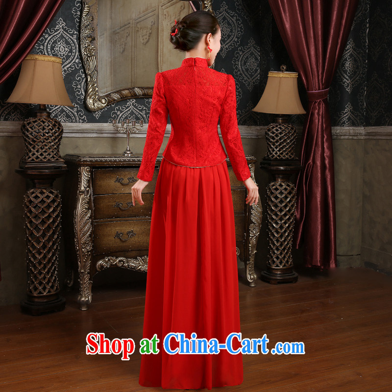 (Quakers, bride toast wedding cheongsam dress fall and winter new retro improved cheongsam dress Kit red thick winter, wedding dresses dress quilted XXL, waist, 2.4 feet, and friends (LANYI), online shopping
