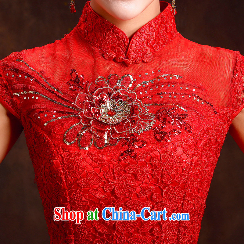 (Quakers) estimated 2015 spring new bride toast wedding cheongsam dress retro improved cheongsam dress red short-sleeved wedding ceremony quality assurance, the ceremony, and friends (LANYI), shopping on the Internet