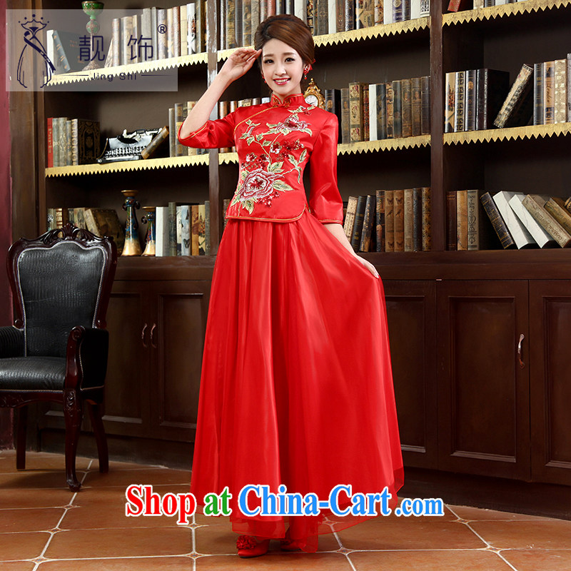 Beautiful ornaments 2015 new dresses 7 cuff red improved stylish long bows Service Package red cheongsam XL, beautiful ornaments JinGSHi), online shopping