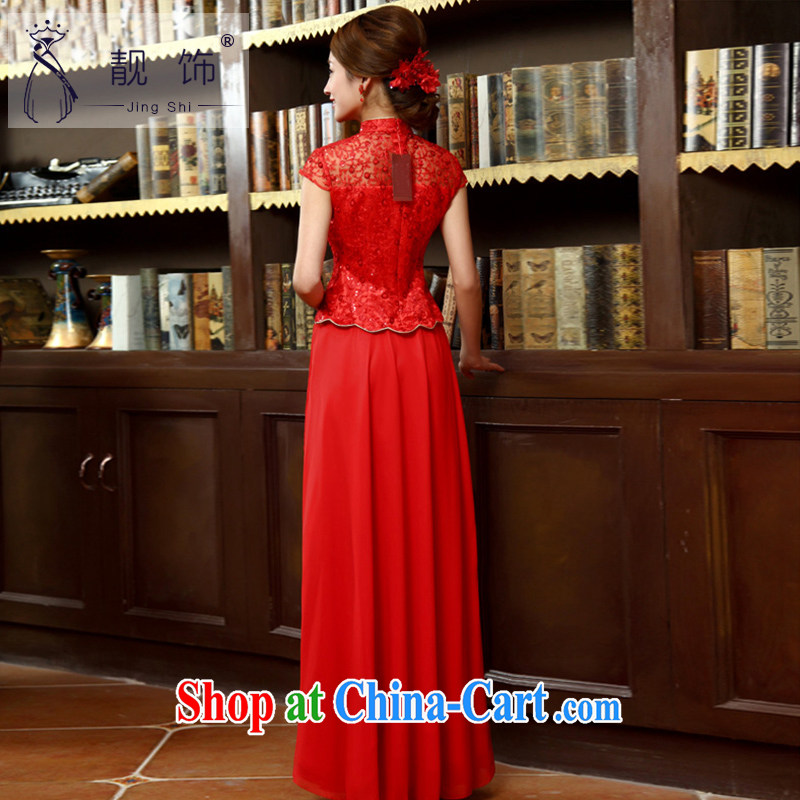 Beautiful ornaments 2015 new improved stylish long cheongsam dress bridal wedding toast red outfit serving red cheongsam XL, beautiful ornaments JinGSHi), online shopping
