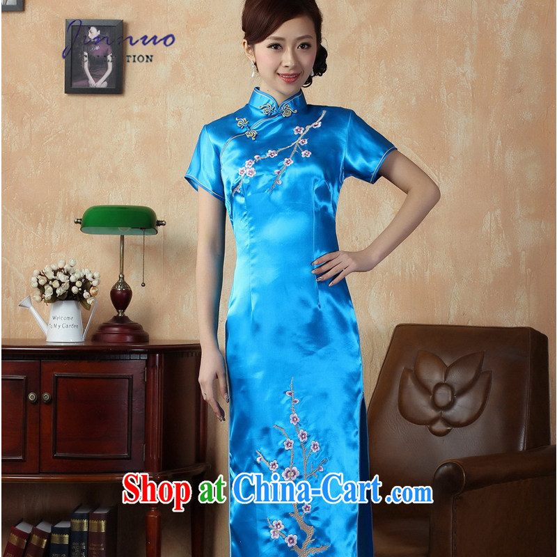 world, the Hyatt Regency and elegant style retro Goddess of Paragraph Style embroidery Phillips long, cultivating graphics thin package and robes Chinese Dress Long skirts J 3406 Lake blue 3 XL, Kam world, Yue, and shopping on the Internet