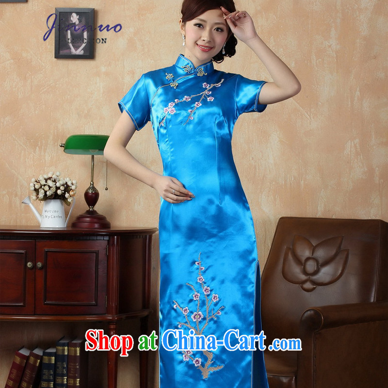 world, the Hyatt Regency and elegant style retro Goddess of Paragraph Style embroidery Phillips long, cultivating graphics thin package and robes Chinese Dress Long skirts J 3406 Lake blue 3 XL, Kam world, Yue, and shopping on the Internet