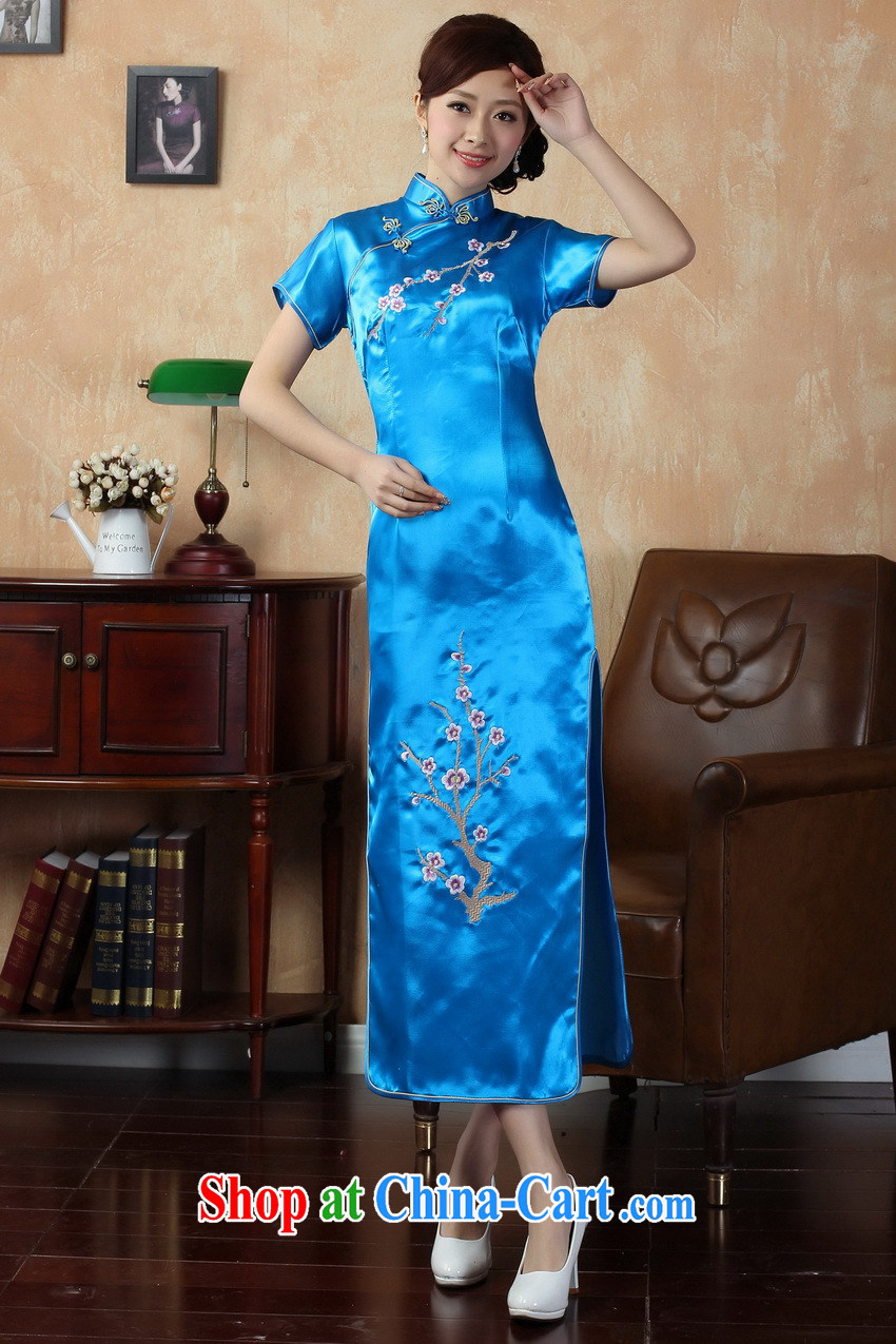 Kam-world, Yue and elegant lady aura of Yuan Antique Chinese wind long embroidery floral dresses damask emulation Silk Cheongsam Chinese J 3408 black 3 XL pictures, price, brand platters! Elections are good character, the national distribution, so why buy now enjoy more preferential! Health