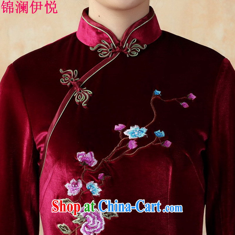 kam world, Yue Tang decoration, graphics thin package and retro stretch the wool embroidery roses in short sleeves cheongsam dress-skirt China wind TD 0010 - B violet XXL, Kam-world, Yue, and shopping on the Internet