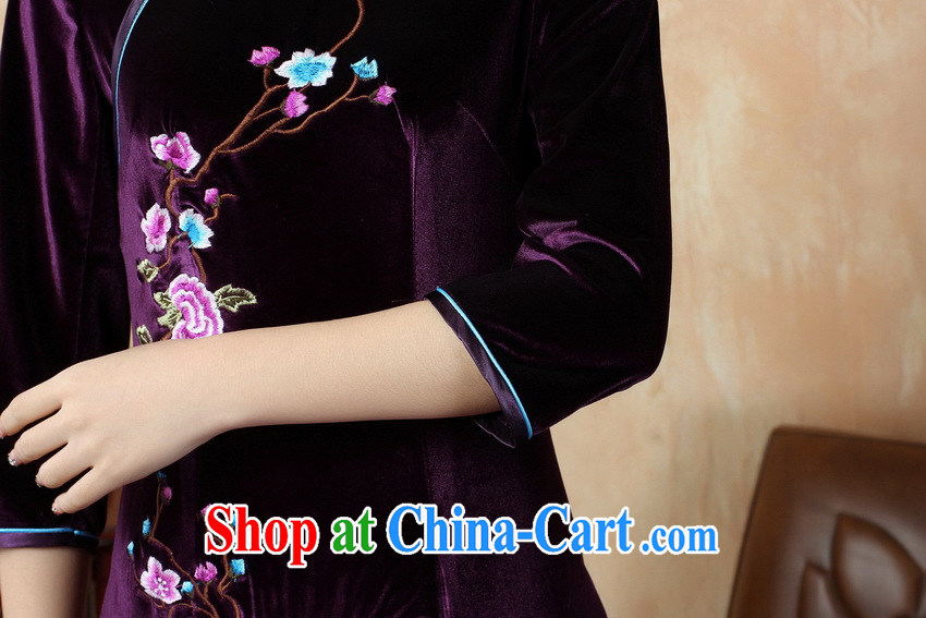world, the Hyatt Regency of aristocratic ladies elegant antique Ethnic Wind cheongsam Chinese Spring, wool embroidery flower cuff short skirts shadow floor restaurant with middle-aged female TD 0010 wine red XXL pictures, price, brand platters! Elections are good character, the national distribution, so why buy now enjoy more preferential! Health