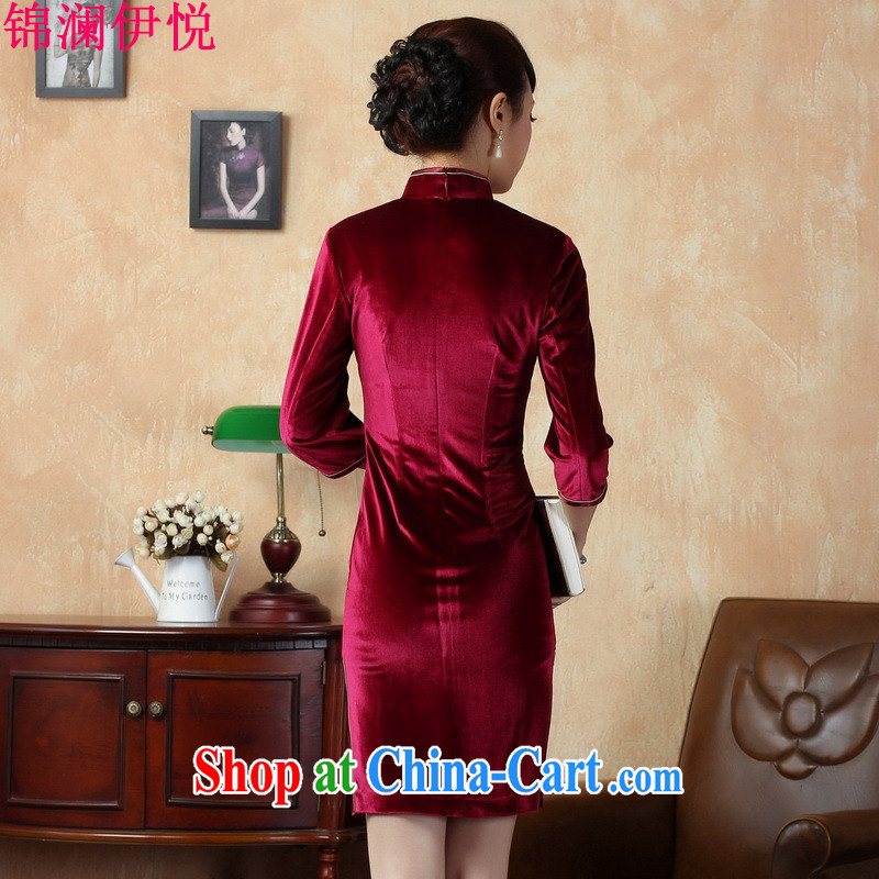 kam world, Yue and Stylish retro of aristocratic ladies style stretch the wool embroidery, short sleeves cheongsam, Chinese culture and arts, fresh and elegant package and a skirt TD 0010 - A black XXL, Kam-world, Hyatt, shopping on the Internet