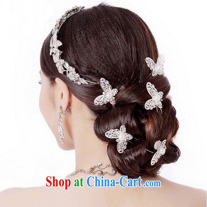 (Quakers, bride wedding dresses dresses with Korean cute head-dress bridal wedding hair accessories the Kanzashi silver butterfly, friends (LANYI), shopping on the Internet