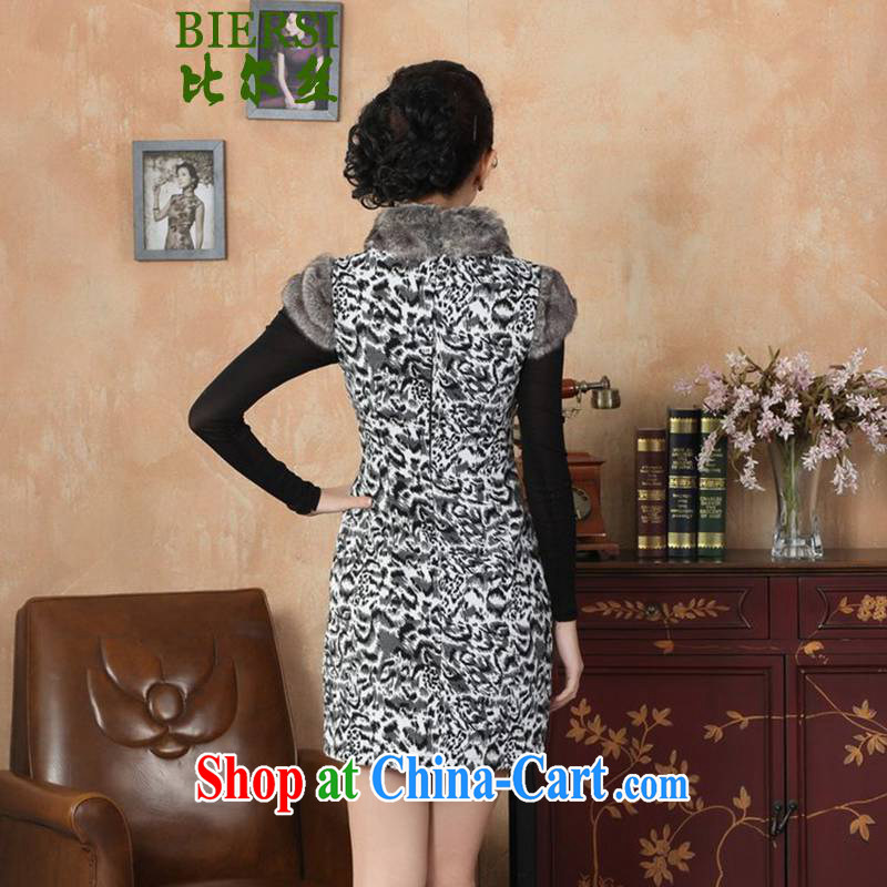 Carl Bildt, new improved Chinese qipao, for stitching black-and-white Leopard cultivating short-sleeved qipao dresses as figure 2 XL, bill, and on-line shopping