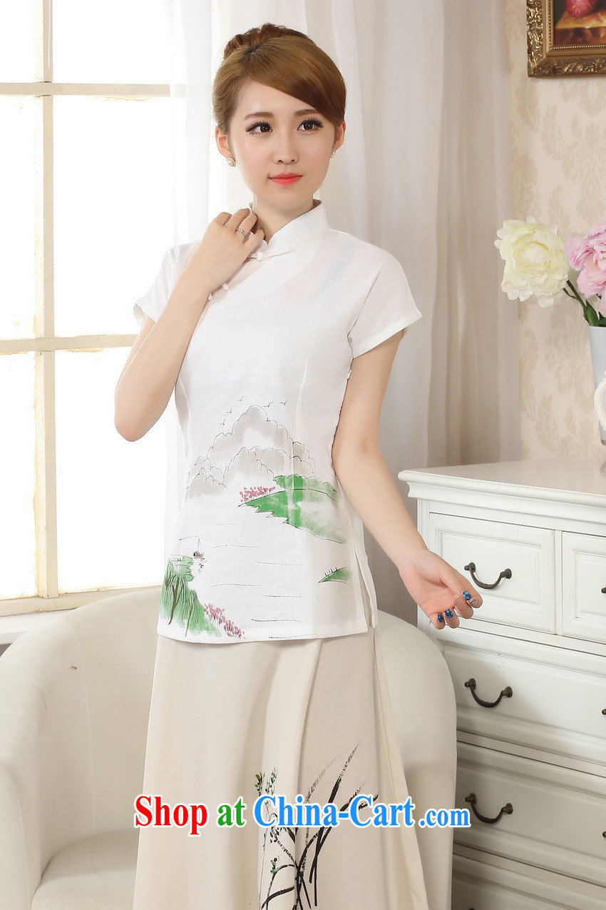 kam world the Hyatt 2015 spring and summer clothes new, small and fresh hand-painted dresses T-shirt cotton Ma T-shirt linen Chinese Ethnic Wind Chinese improved P 0011 body skirt M pictures, price, brand platters! Elections are good character, the national distribution, so why buy now enjoy more preferential! Health