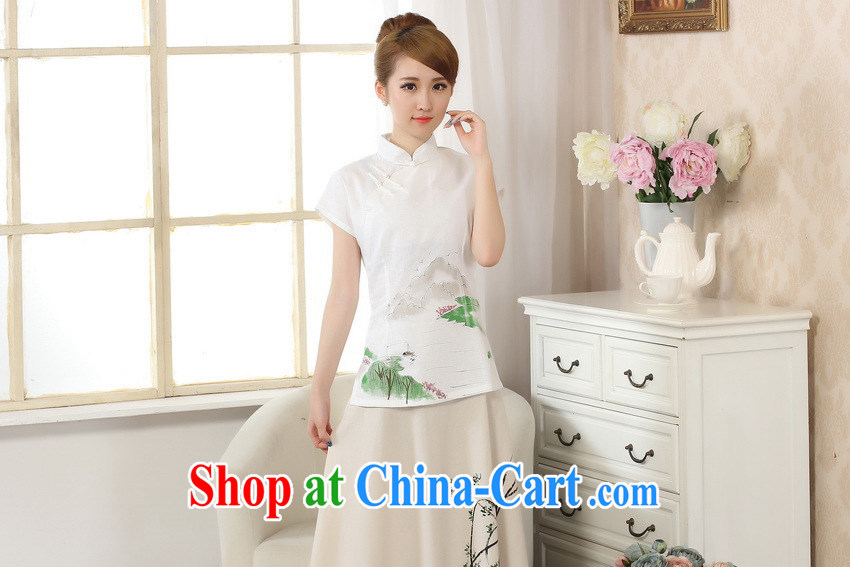 kam world the Hyatt 2015 spring and summer clothes new, small and fresh hand-painted dresses T-shirt cotton Ma T-shirt linen Chinese Ethnic Wind Chinese improved P 0011 body skirt M pictures, price, brand platters! Elections are good character, the national distribution, so why buy now enjoy more preferential! Health