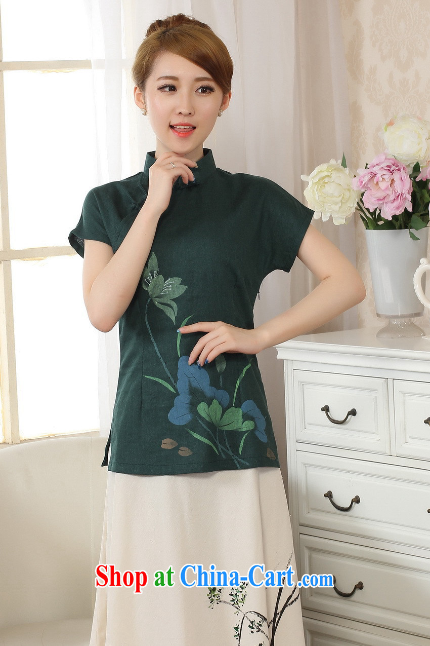 world, the Hyatt Regency new, hand-painted dresses stamp T-shirt cotton the linen Chinese Ethnic Wind women short-sleeved T-shirt Tang with improved 2015 spring and summer 0067 A - A emerald XXL pictures, price, brand platters! Elections are good character, the national distribution, so why buy now enjoy more preferential! Health
