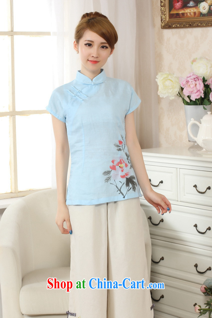 World wide, the Hyatt Regency new antique Chinese wind hand-painted T-shirt outfit T cotton shirt the linen Chinese ethnic wind female Chinese improved A 0069 - B pink XXL pictures, price, brand platters! Elections are good character, the national distribution, so why buy now enjoy more preferential! Health