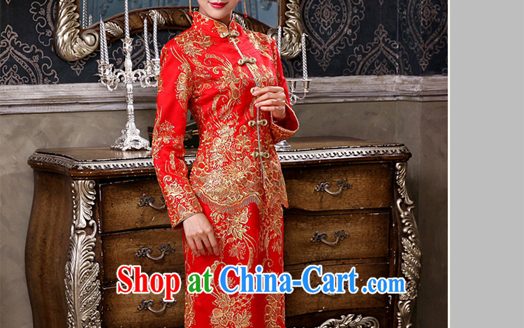 Beautiful ornaments 2015 autumn and winter New Red bridal wedding toast serving long-sleeved improved antique cheongsam dress red long cheongsam L pictures, price, brand platters! Elections are good character, the national distribution, so why buy now enjoy more preferential! Health