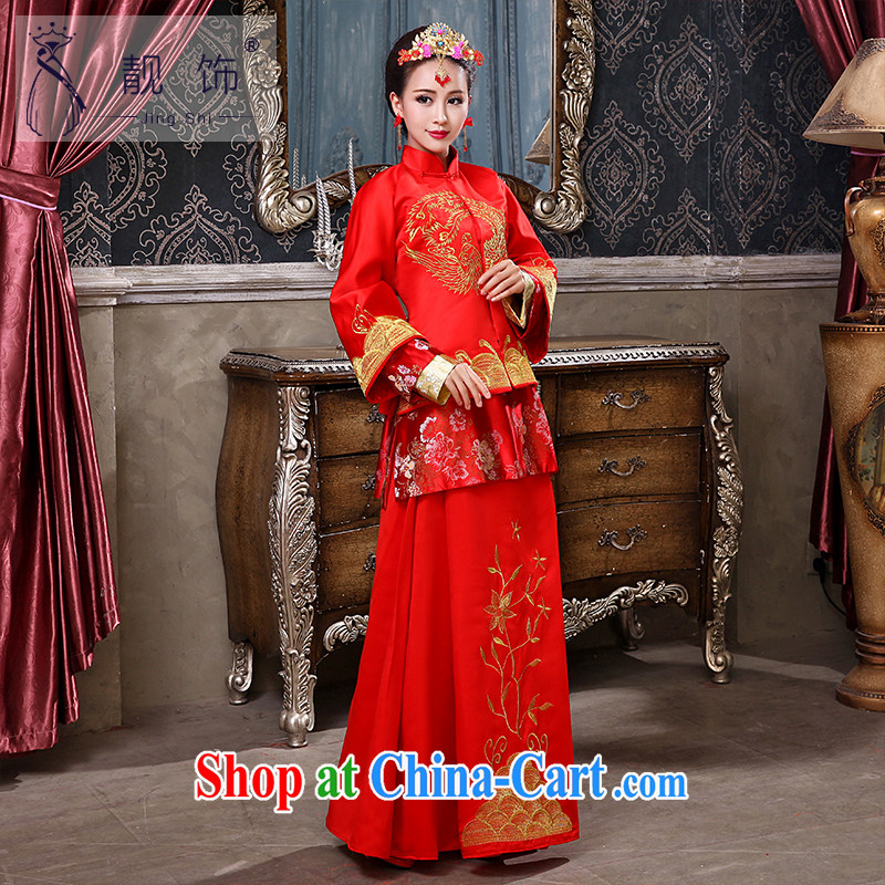 Beautiful ornaments 2015 new Chinese Antique toast serving female Red-su Wo service marriages long-sleeved qipao married Yi red-su Wo service XL, beautiful ornaments JinGSHi), online shopping