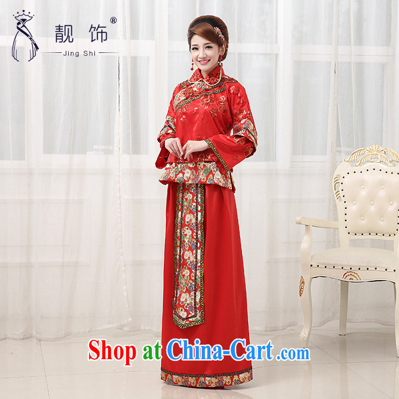 Beautiful ornaments 2015 new toast serving girl, Retro Chinese marriage lapel beads, embroidery, Sau Wo service long-sleeved gown red cheongsam XXL, beautiful ornaments JinGSHi), online shopping