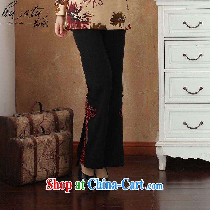 Take the female spring trousers tang on the back straight and pants bead embroidered trousers larger trousers Tang mounted micro-horn Trouser press - 3 macrame 2XL, spend, and, on-line shopping