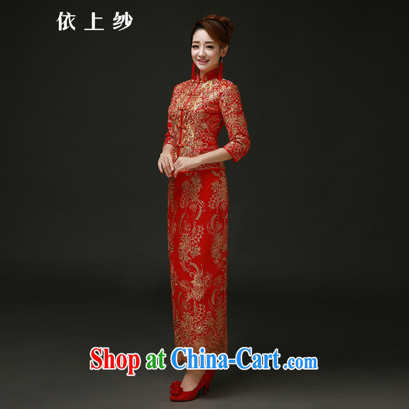 According to the 2015 Uganda new Chinese wedding dresses, Sau Wo service long, toast cotton clothing retro bridal dresses autumn and winter red winter and cotton red long-sleeved quilted fall out, so size is not final, and Yong-yan good offices, shopping