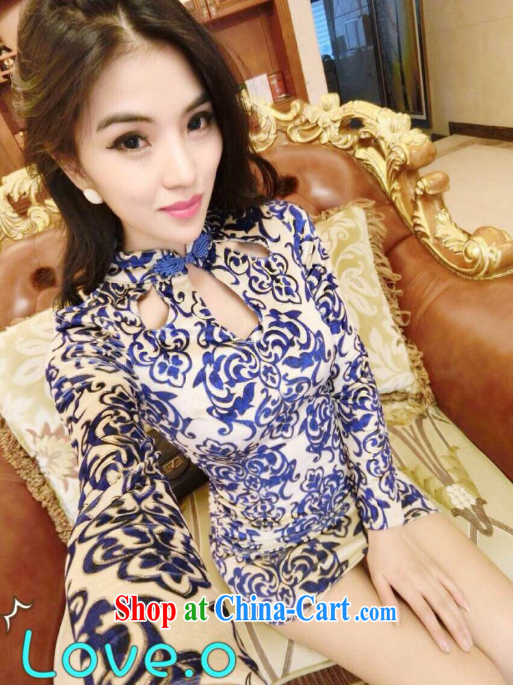 colored silk's spring 2015 new European site name Yuan female aura sense of retro blue and white porcelain fashion cheongsam red are code pictures, price, brand platters! Elections are good character, the national distribution, so why buy now enjoy more preferential! Health