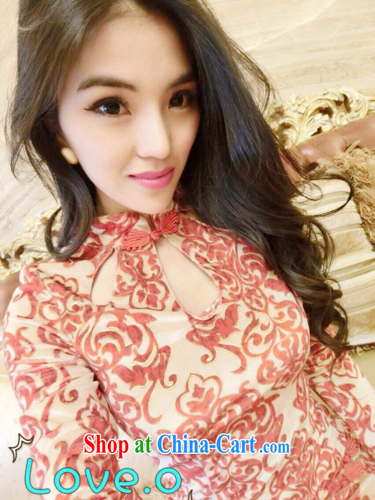 colored silk's spring 2015 new European site name Yuan female aura sense of retro blue and white porcelain fashion cheongsam red are code pictures, price, brand platters! Elections are good character, the national distribution, so why buy now enjoy more preferential! Health