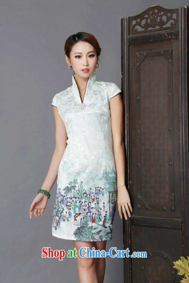 colored silk's 2015 National wind Tang with stylish and improved Daily Beauty sexy cheongsam dress light green S pictures, price, brand platters! Elections are good character, the national distribution, so why buy now enjoy more preferential! Health