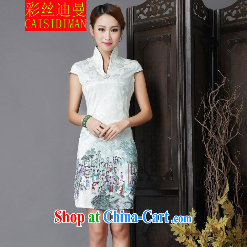 Also, Walt Disney Cayman 2015 National wind Tang is stylish and improved Daily Beauty sexy cheongsam dress light green S, silk, Cayman, and Internet shopping