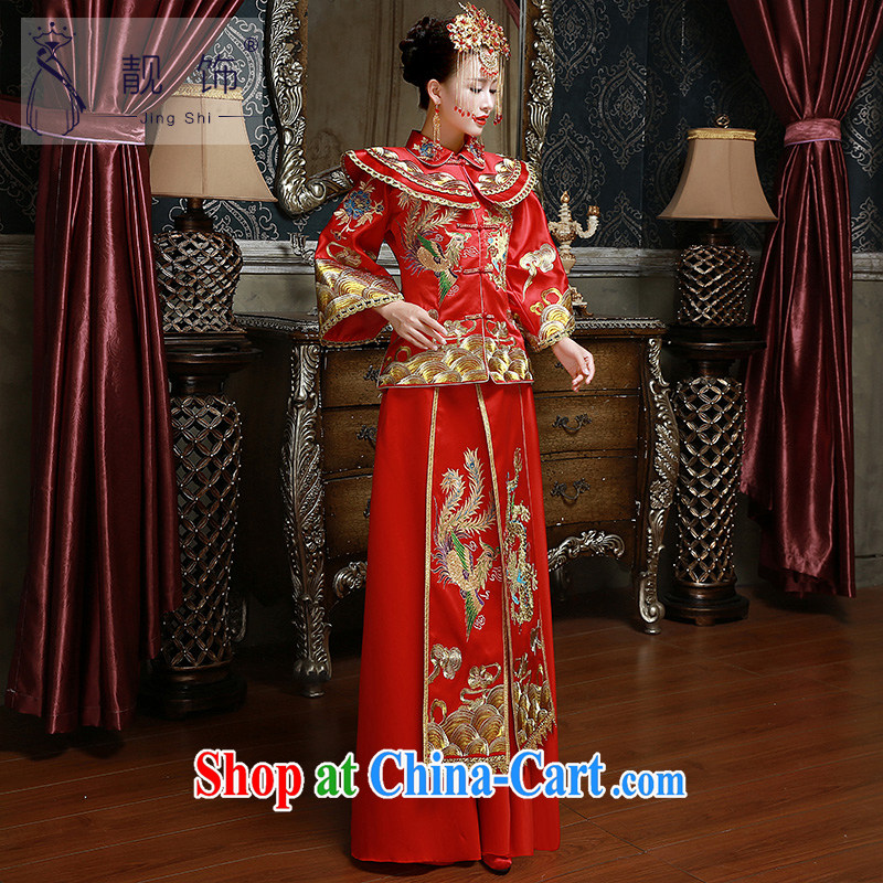 Beautiful ornaments 2015 new show reel service new marriages toast serving Chinese long, large red festive outfit Kit red XXL, beautiful ornaments JinGSHi), shopping on the Internet