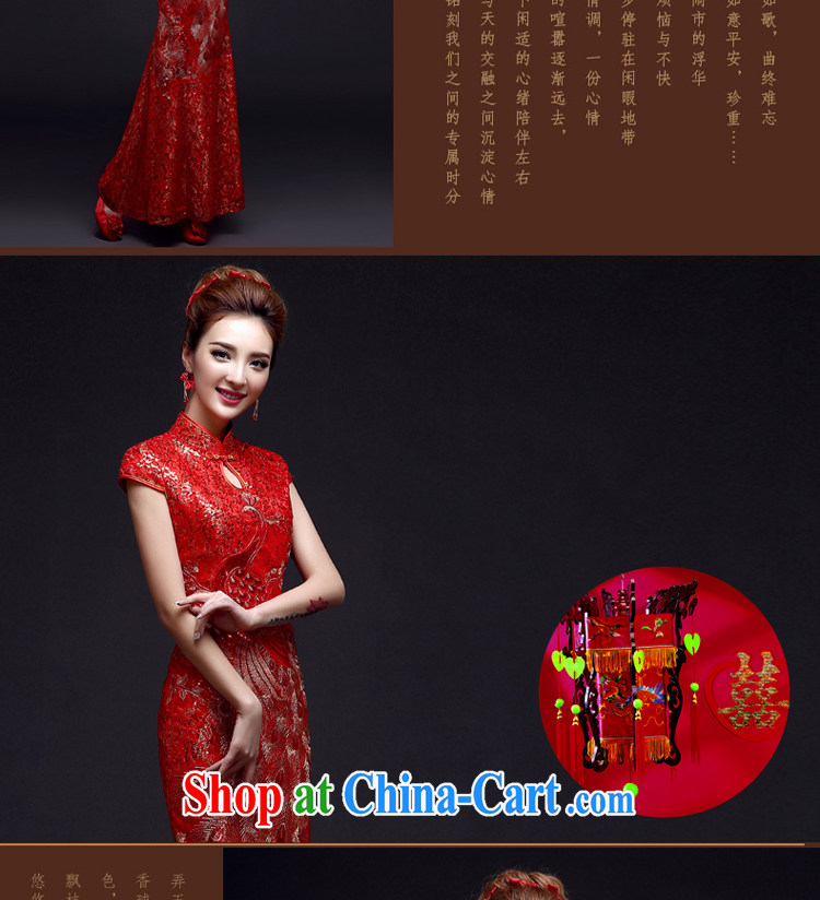 A good service is 2015 new Chinese brides with wedding dress red married Yi bows clothing qipao crowsfoot summer red XL pictures, price, brand platters! Elections are good character, the national distribution, so why buy now enjoy more preferential! Health