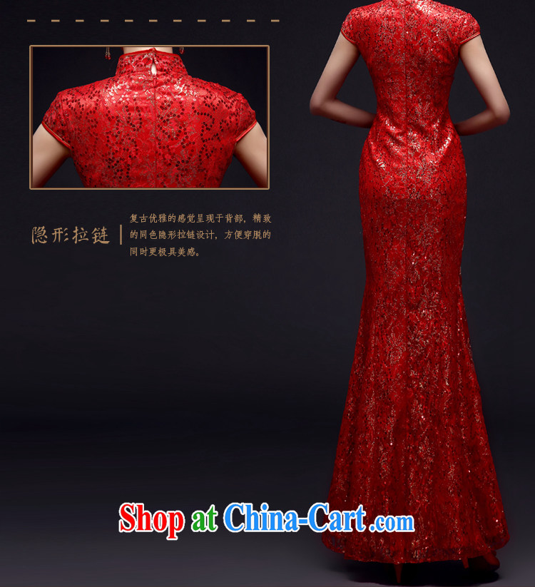 A good service is 2015 new Chinese brides with wedding dress red married Yi bows clothing qipao crowsfoot summer red XL pictures, price, brand platters! Elections are good character, the national distribution, so why buy now enjoy more preferential! Health