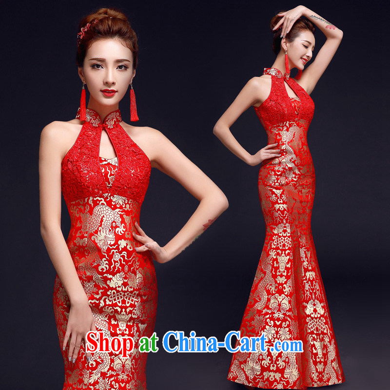 A good service is 2015 New red Chinese brides wedding dress marry Yi at Merlion dress toast clothing qipao is also red M