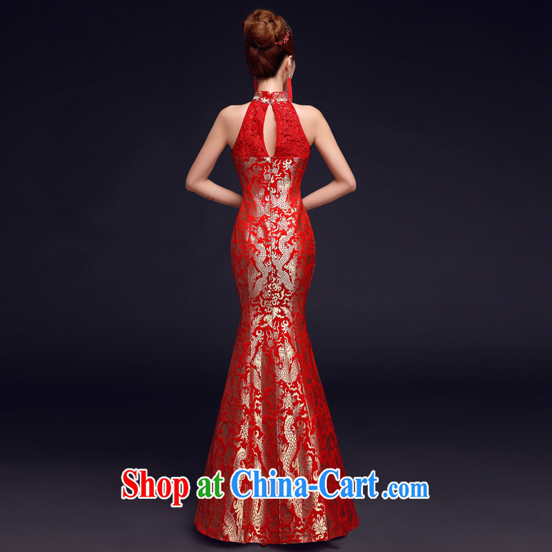 A good service is 2015 New red Chinese brides wedding dress marry Yi at Merlion dress toast clothing qipao is also red M, good service, and shopping on the Internet