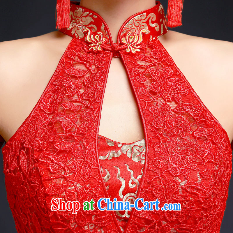A good service is 2015 New red Chinese brides wedding dress marry Yi at Merlion dress toast clothing qipao is also red M, good service, and shopping on the Internet