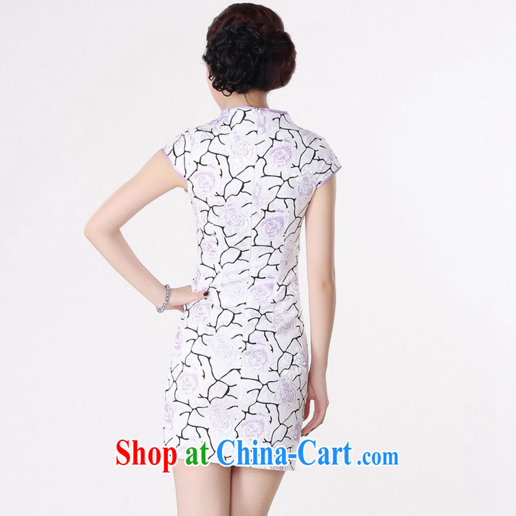 Bill, new, improved Chinese qipao, suit for cultivating short-sleeved cheongsam dress - A blue 2 XL pictures, price, brand platters! Elections are good character, the national distribution, so why buy now enjoy more preferential! Health