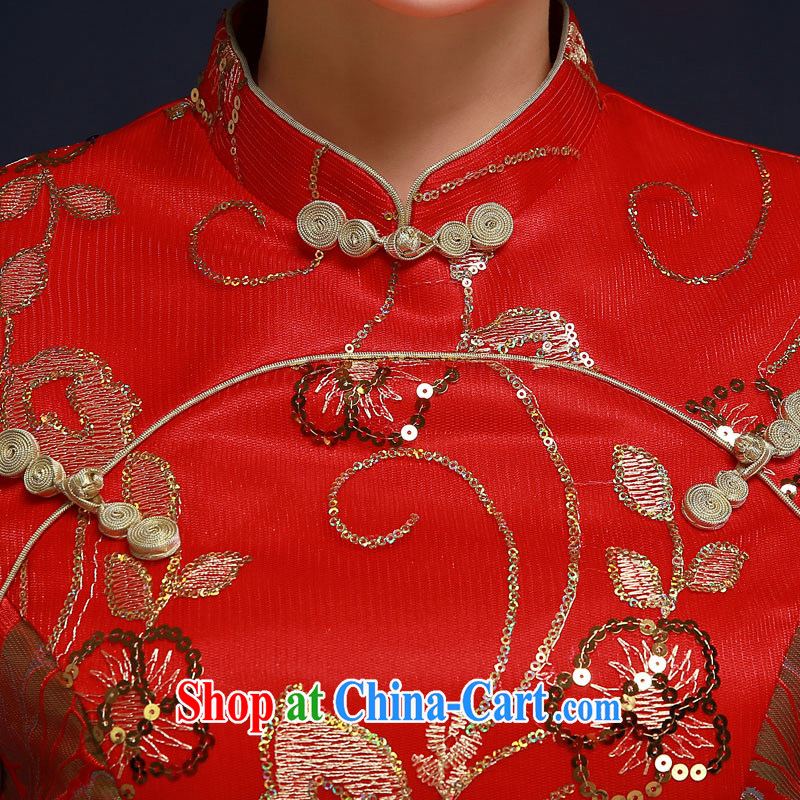 A good service is a 2015 new spring and summer red bride Chinese wedding dress long-sleeved qipao dress uniform toasting red 2 XL, good service, and, shopping on the Internet